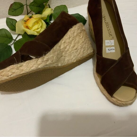 MATISSE Espadrille Heels suede brown size 8 M - Picture 5 of 12